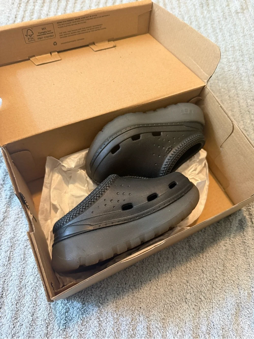 UGG Kids Black Foam Slip-On Clogs